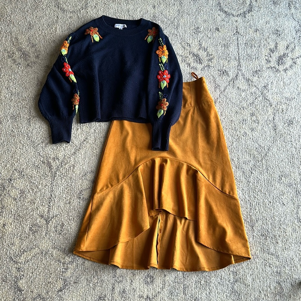 Anthropologie Faux Suede Skirt